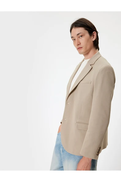 Kruvaze Blazer Ceket Slim Fit Kapaklı Çift Cep Detaylı ürün görseli 1