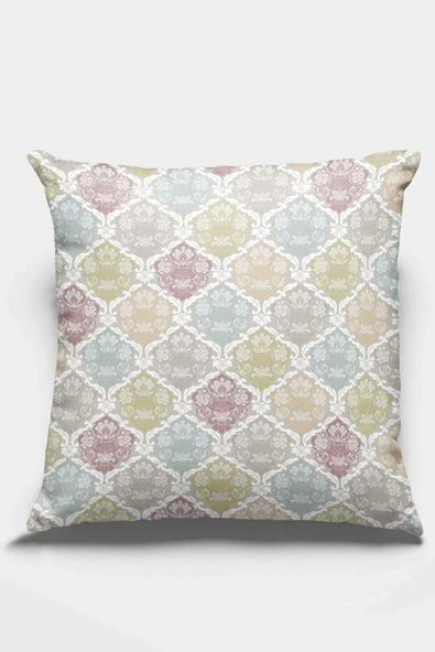 Renkli Damask Desen Çift Taraf Yastık Kırlent Kılıfı KRL416 ürün görseli 1