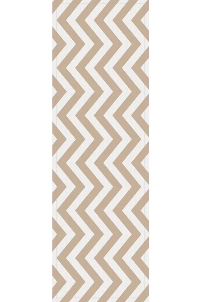 Bej Zigzag Desenli Premium Masa Örtüsü Runner RNR139 - Resim 2