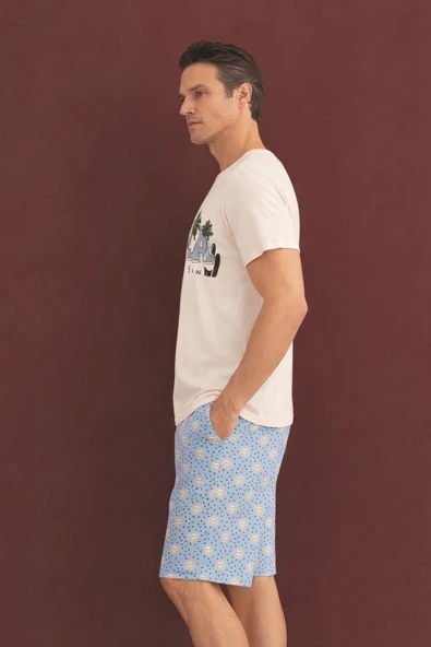 %100 Koton Pijama Takımı Şort - Resim 2