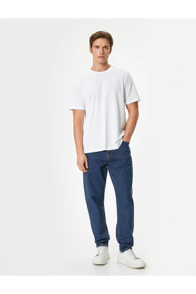 Bisiklet Yaka Regular Fit Pamuklu Kısa Kollu Basic Tişört - Resim 2