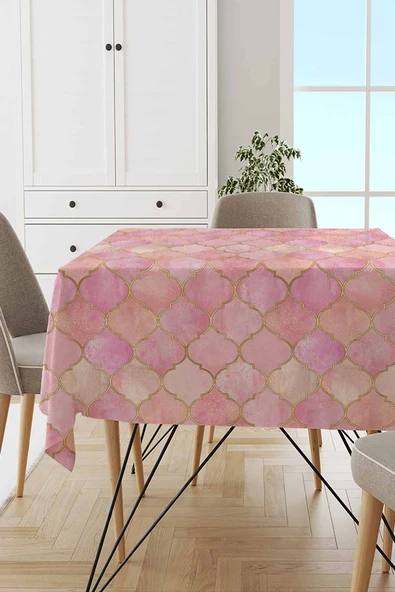 Pembe Fas Desen Dokuma Leke Tutmaz Masa Örtüsü MSO367 ürün görseli 1