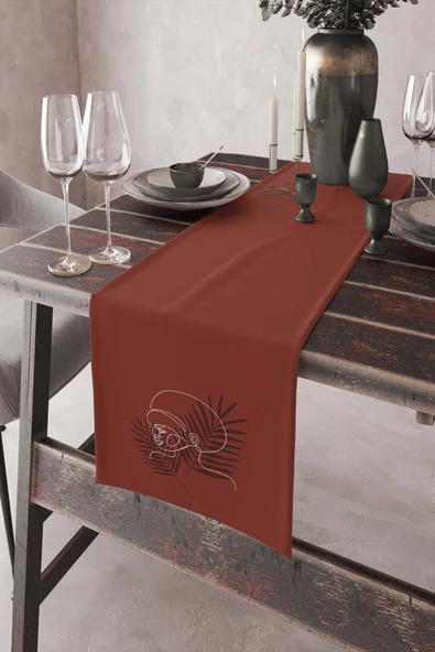 Kiremit Modern Temalı Premium Masa Örtüsü Runner RNR036 ürün görseli 1