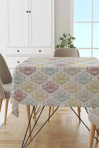 Çok Renkli Damask Dokuma Leke Tutmaz Masa Örtüsü MSO416 ürün görseli 1