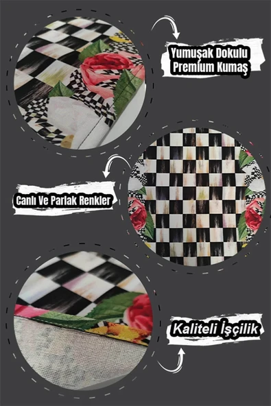Gri Modern Temalı Premium Masa Örtüsü Runner RNR180 - Resim 3