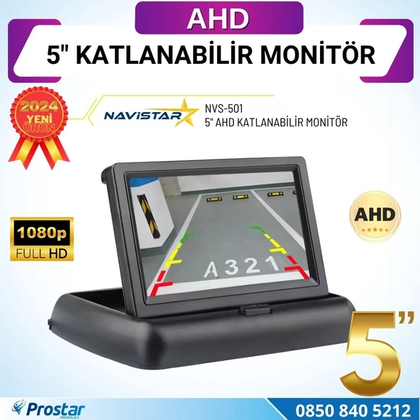 5 inç AHD Katlanabilir Monitör 1080P/720P/Analog destekli ürün görseli 1