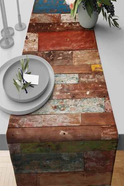 Çok Renkli Modern Temalı Premium Masa Örtüsü Runner RNR029 ürün görseli 1
