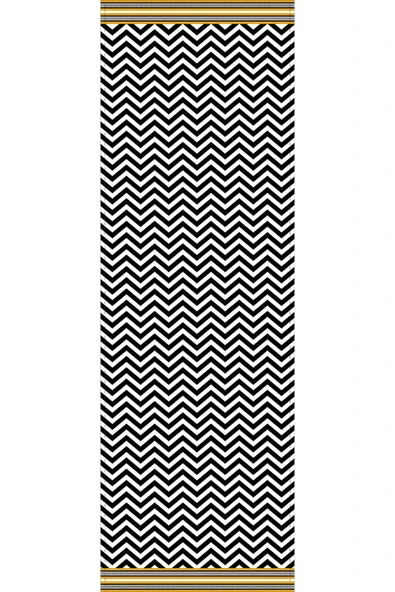 Siyah Zigzag Desenli Premium Masa Örtüsü Runner RNR433 - Resim 2