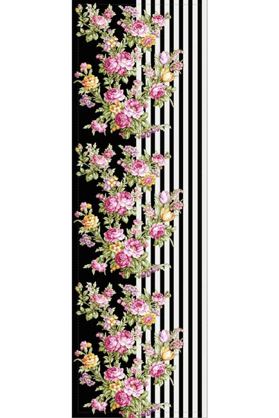 Pembe Çiçek Desenli Premium Masa Örtüsü Runner RNR159 - Resim 2