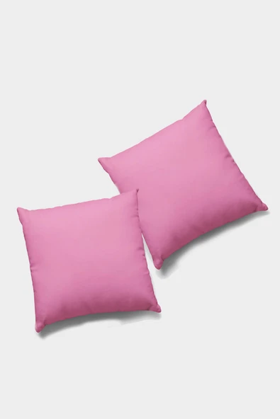 Pembe Düz Sade 2'li Set Çift Taraflı Kırlent Kılıfı 2KRL014 ürün görseli 1