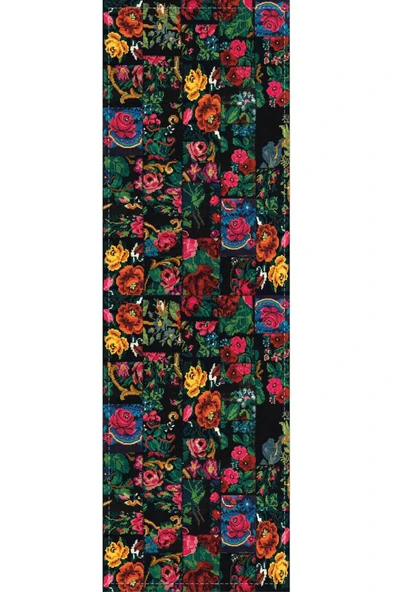 Siyah Patchwork Desenli Premium Masa Örtüsü Runner RNR290 - Resim 2
