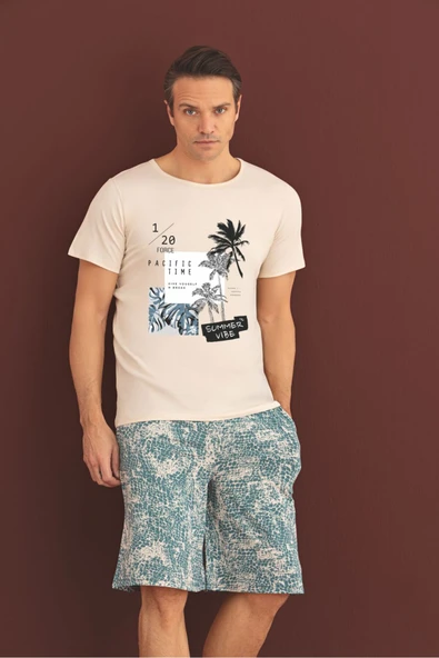 %100 Koton Pijama Takımı Şort ürün görseli 1