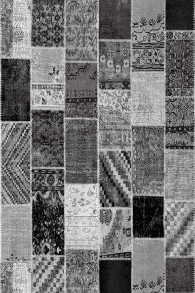 Gri Patchwork Desenli Dokuma Leke Tutmaz Masa Örtüsü MSO292 - Resim 2