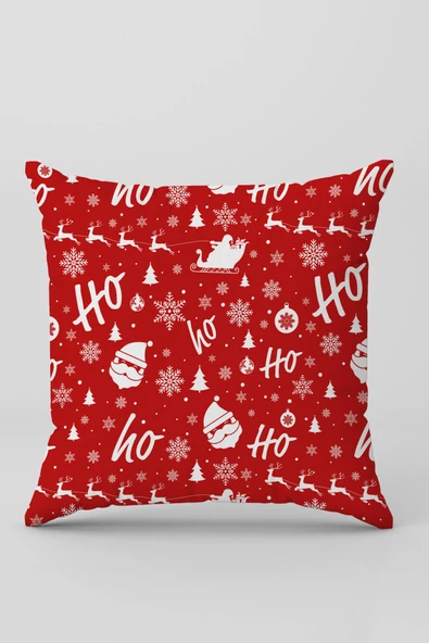 Kırmızı Christmas Çift Taraflı Yastık Kırlent Kılıfı KRL1064 ürün görseli 1