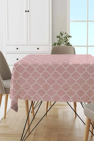 Pembe Fas Desen Dokuma Leke Tutmaz Masa Örtüsü MSO149 ürün görseli 1