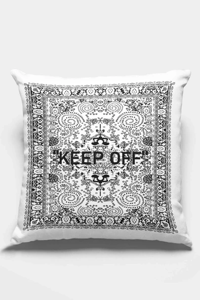 Beyaz Keep Off Çift Taraflı Yastık Kırlent Kılıfı KRL455 ürün görseli 1