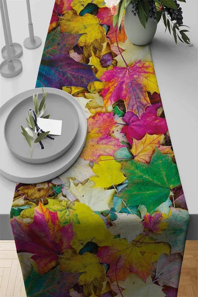 Çok Renkli 3D Üç Boyutlu Premium Masa Örtüsü Runner RNR028 ürün görseli 1