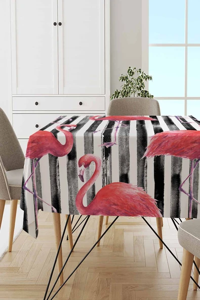 Pembe Flamingo Dokuma Leke Tutmaz Masa Örtüsü MSO354 ürün görseli 1