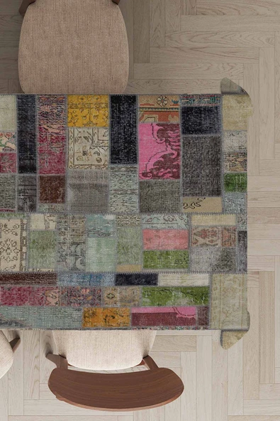 Çok Renkli Patchwork Dokuma Leke Tutmaz Masa Örtüsü MSO346 ürün görseli 1
