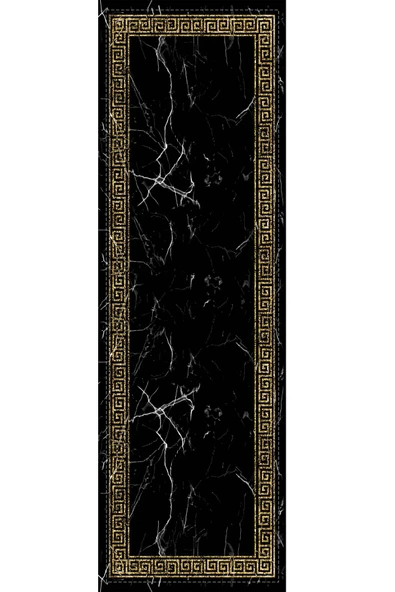 Siyah Çerçeveli Desen Premium Masa Örtüsü Runner RNR333 - Resim 2