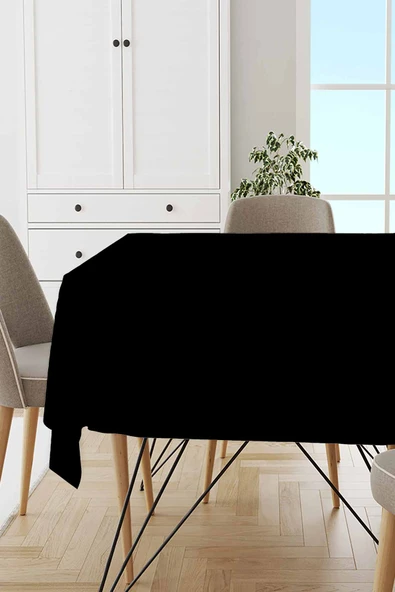 Siyah Düz Tek Renk Leke Tutmaz Premium Masa Örtüsü MSO004 ürün görseli 1