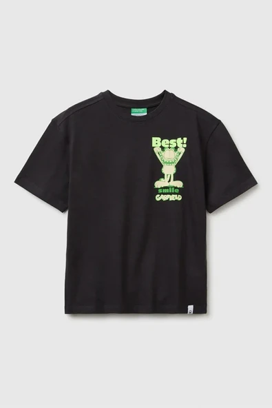 United Colors of Benetton Erkek ÇocukGarfield Baskı Detaylı Yuvarlak Yaka T-Shirt Antrasit 6-14 Yaş ürün görseli 1