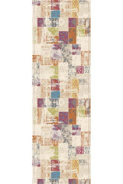 Çok Renkli Patchwork Premium Masa Örtüsü Runner RNR170 - Resim 2