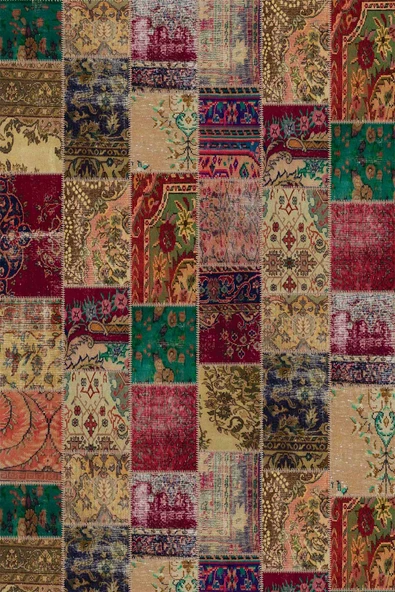 Çok Renkli Patchwork Dokuma Leke Tutmaz Masa Örtüsü MSO293 - Resim 2