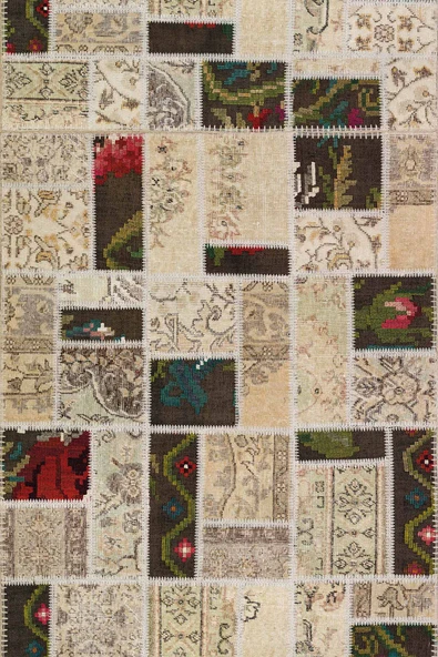 Krem Patchwork Dokuma Leke Tutmaz Masa Örtüsü MSO289 - Resim 2