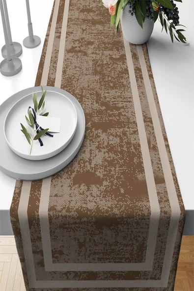 Vizon Çerçeveli Desen Premium Masa Örtüsü Runner RNR519 ürün görseli 1