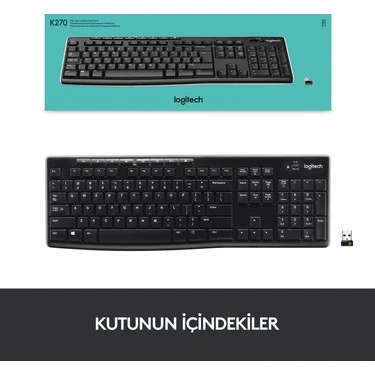 Logitech K270 Tam Boyutlu Kablosuz Türkçe Klavye - Siyah (teşhir) ürün görseli 1