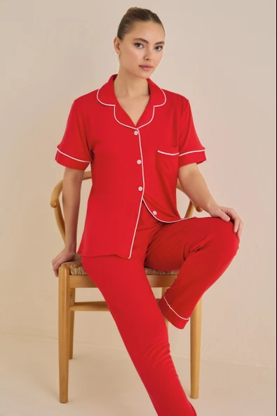 Luxury Ceket Yaka Pijama Takım - Resim 2