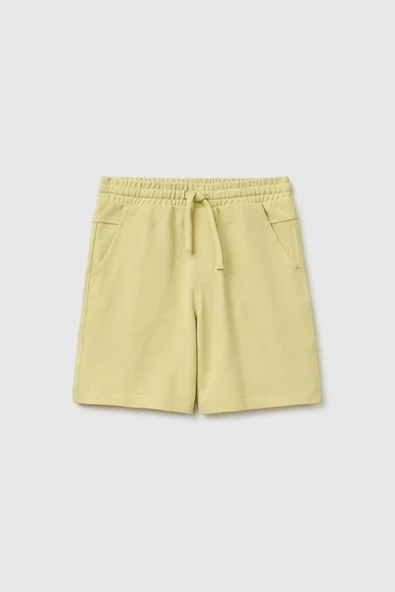 United Colors of Benetton Erkek Çocuk Beli Lastikli Relaxed Fit Bermuda Şort Sarı 6-14 Yaş ürün görseli 1