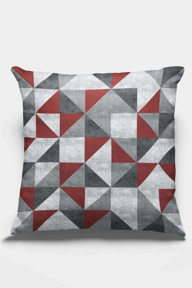 Bordo Geometrik Çift Taraflı Yastık Kırlent Kılıfı KRL383 ürün görseli 1