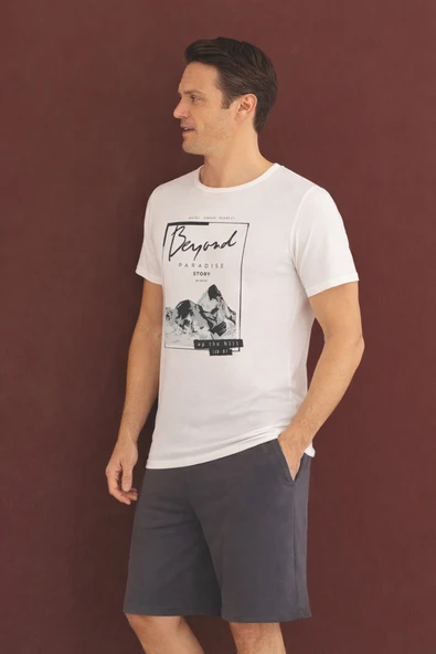 %100 Koton Pijama Takımı Şort - Resim 2