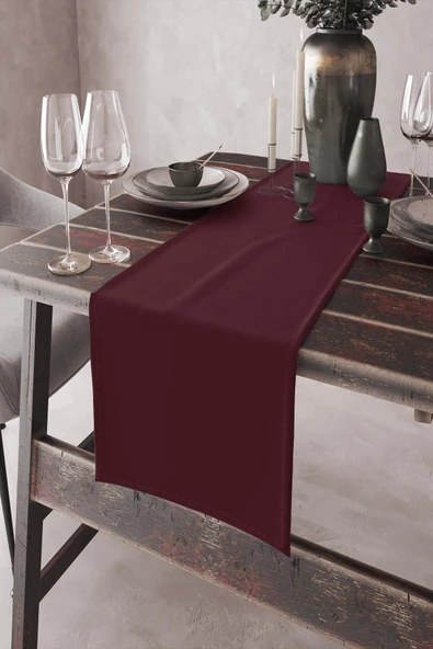 Bordo Desensiz Sade Premium Runner Masa Örtüsü RNR007 ürün görseli 1