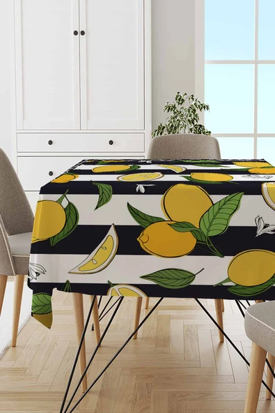 Sarı Limon Motifli Dokuma Leke Tutmaz Masa Örtüsü MSO124 ürün görseli 1