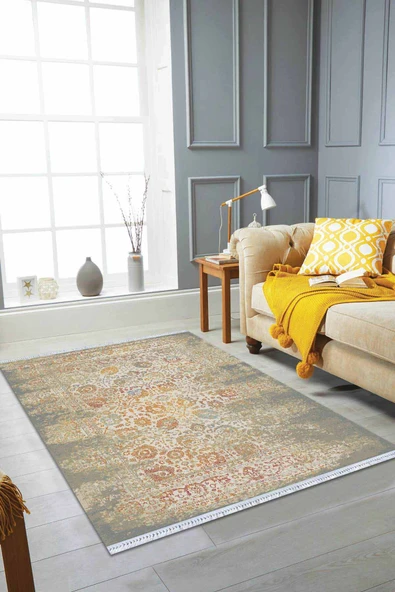 Turuncu Modern Dokuma Pamuk Taban Kaymaz Kilim KLM001 ürün görseli 1