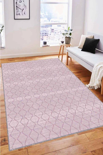 Pembe Sade Desensiz Kaymaz Tabanlı Dekoratif Halı RV195 ürün görseli 1