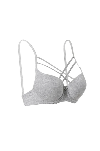 Destekli Dolgulu Dekolteli Bralet Sütyen Gri Melanj ürün görseli 1