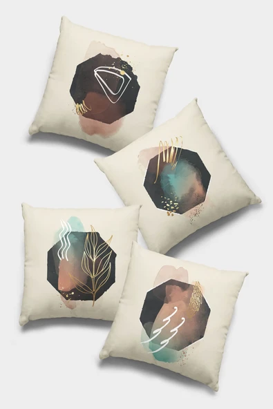 Renkli Geometrik Çift Taraflı 4'lü Set Kırlent Kılıfı 4KR033 ürün görseli 1