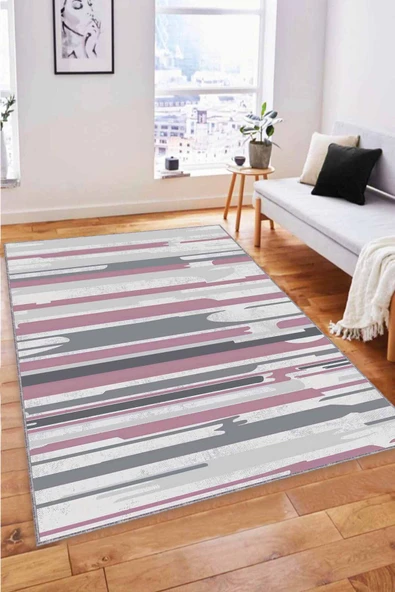 Pembe Spor Kaymaz Tabanlı Makinede Yıkanabilir Halı FH06 ürün görseli 1