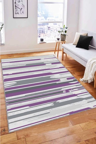 Mor Spor Kaymaz Tabanlı Makinede Yıkanabilir Halı FH05 ürün görseli 1