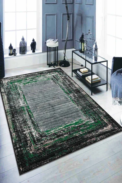 Yeşil Modern Klasik Kaymaz Tabanlı Dekoratif Halı AR125 ürün görseli 1