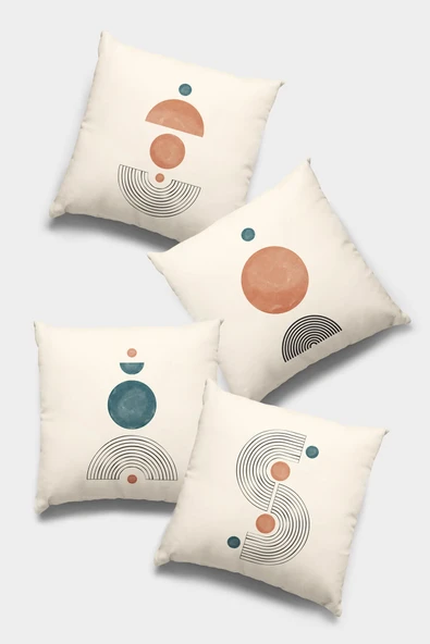 Krem Modern Çift Taraflı 4'lü Set Kırlent Kılıfı 4KR028 ürün görseli 1
