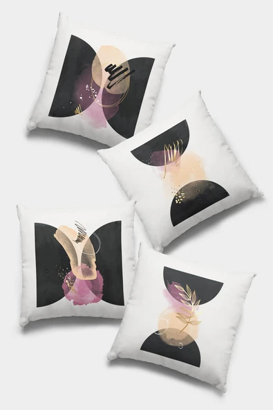 Pembe Modern Çift Taraflı 4'lü Set Kırlent Kılıfı 4KR034 ürün görseli 1