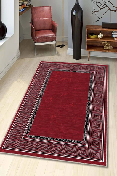 Bordo Karabağ Kaymaz Tabanlı Makinede Yıkanabilir Halı AR319 ürün görseli 1