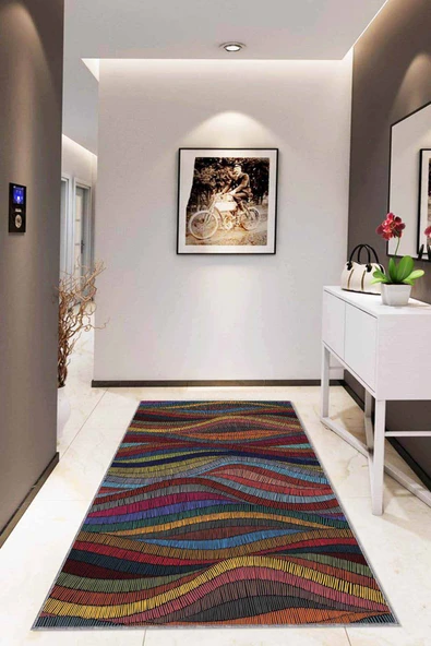 Çok Renkli Colorful Kaymaz Tabanlı Dekoratif Halı RV250 ürün görseli 1