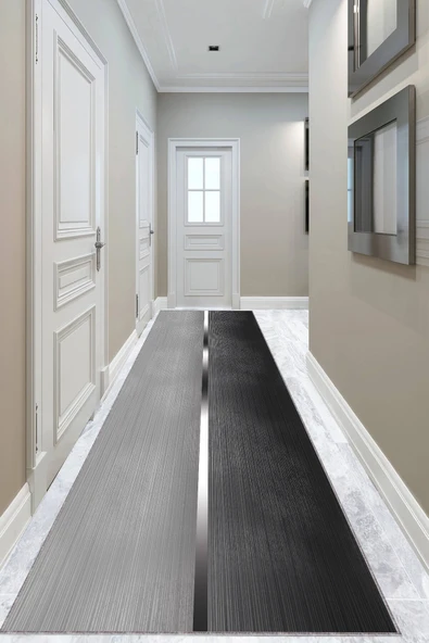 Antrasit Kaymaz Modern Kesme Rulo Özel Ölçülü Yolluk AR1411 ürün görseli 1