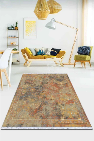 Taba Modern Dokuma Pamuk Tabanlı Kaymaz Kilim KLM065 ürün görseli 1